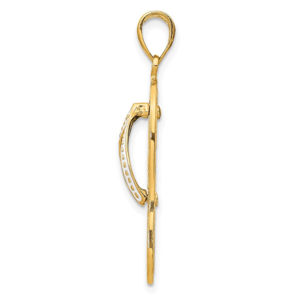 14k Yellow Gold Enamel Cut-out Flip Flop Sea Turtles Pendant