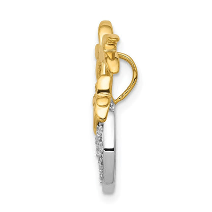 14k Two-tone Gold Diamond Double Palm Tree and Wave Chain Slide Pendant