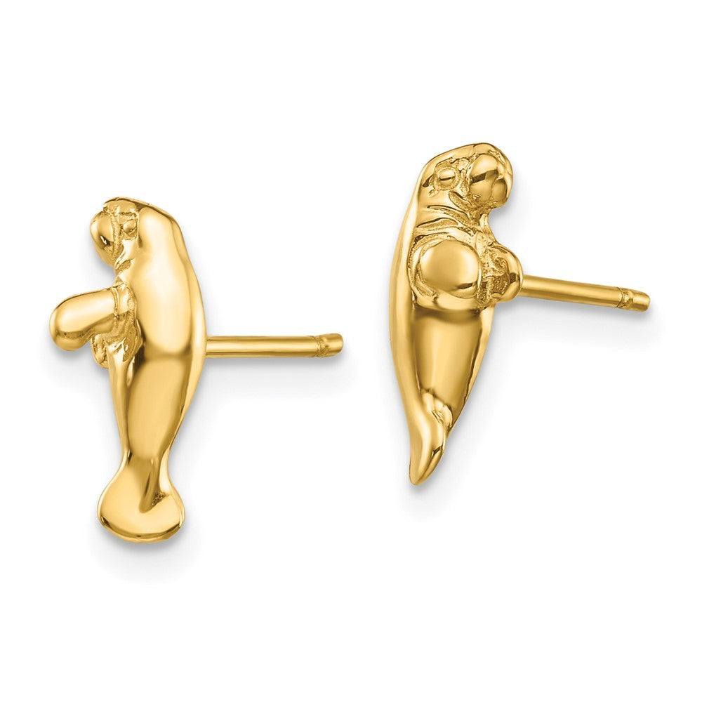 14k Yellow Gold Mini Manatee Earrings