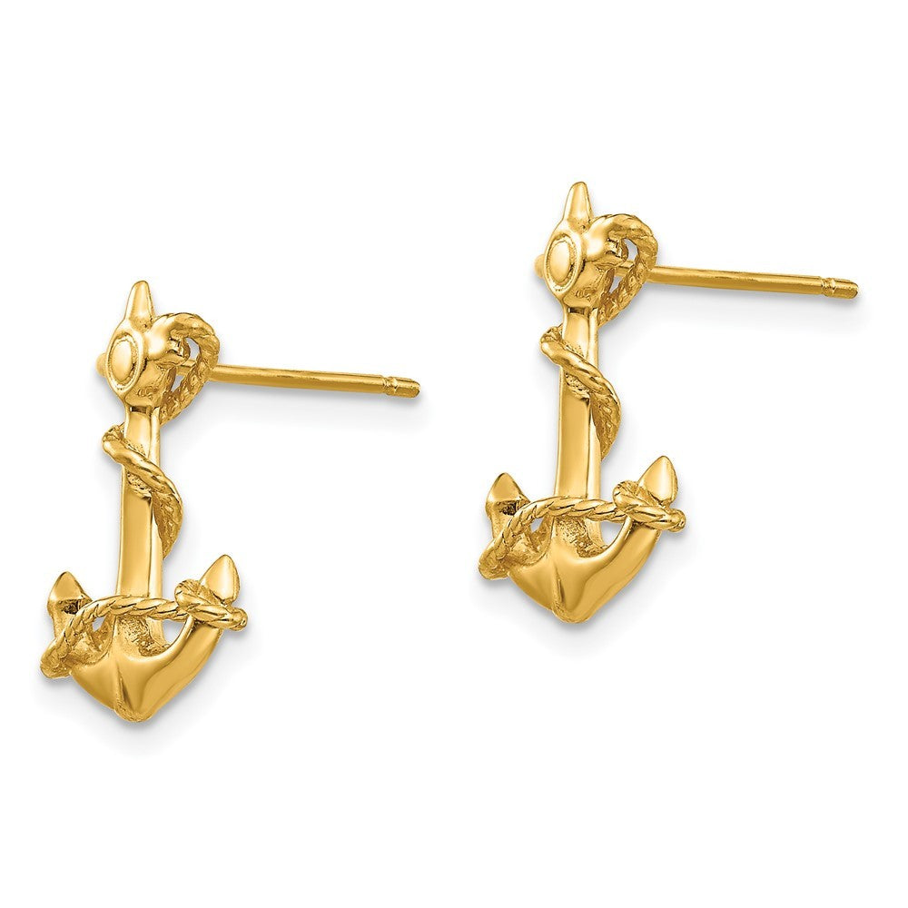 14k Yellow Gold 3-D Anchor with Rope Earrings