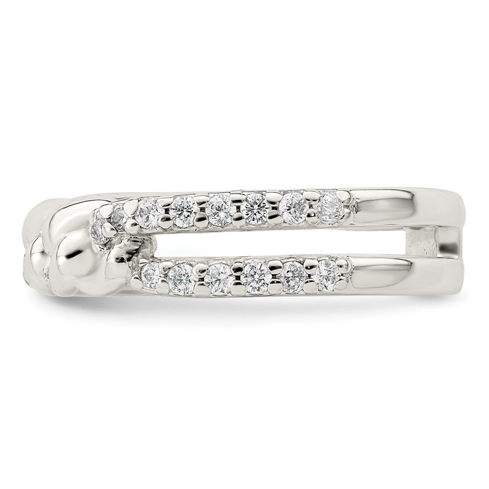 Sterling Silver Polished CZ Chain Detail Ring Size 6