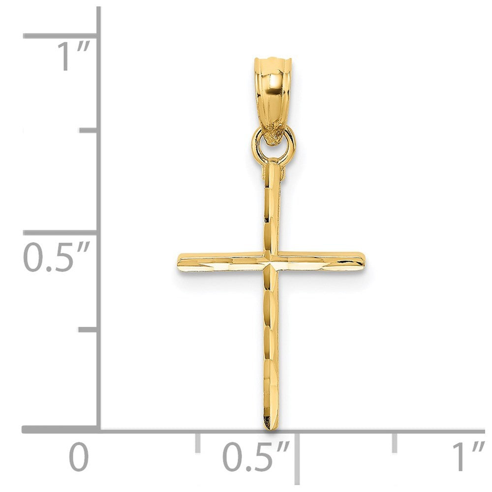 14k Yellow Gold Diamond-Cut and Polished Cross Charm
