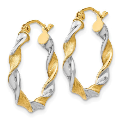 14K White Gold & Rhodium 2.0mm Twisted Hoop Earrings Gift for Women