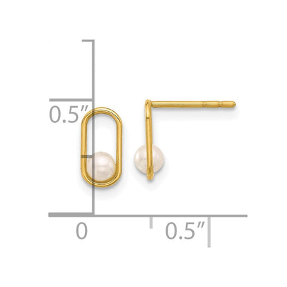 14k Yellow Gold Freshwater Cultured Pearl Stud Earrings Gift for Women