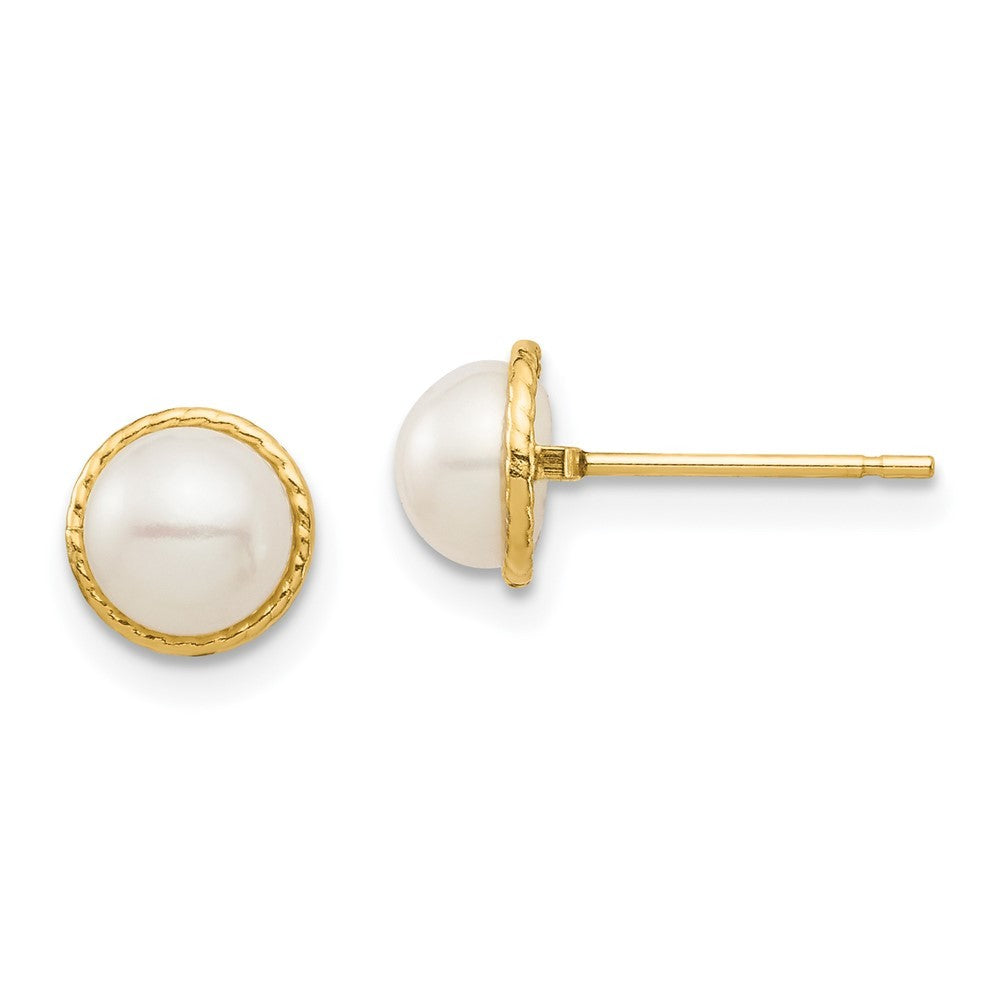 14k Yellow Gold 5-6mm Freshwater Cultured Pearl Earrings with Silicone Backs