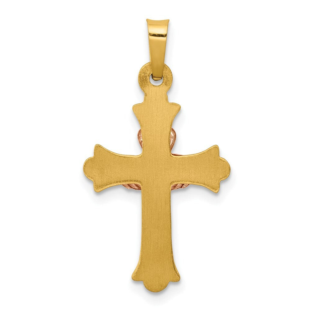 14k Two-tone Gold Claddagh Cross Pendant for Women