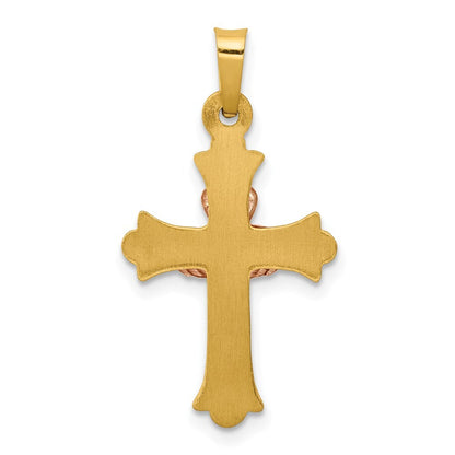 14k Two-tone Gold Claddagh Cross Pendant for Women