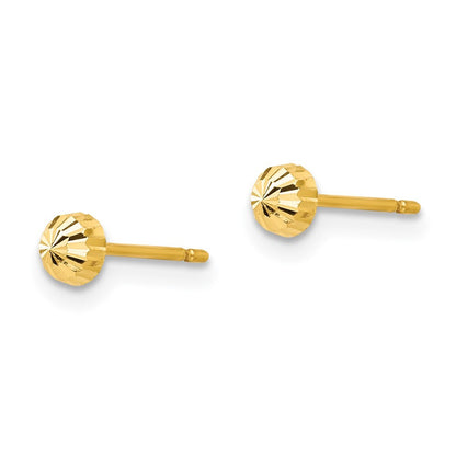 14k Yellow Gold Diamond Cut 3mm Half-Ball Stud Earrings Gift for Women