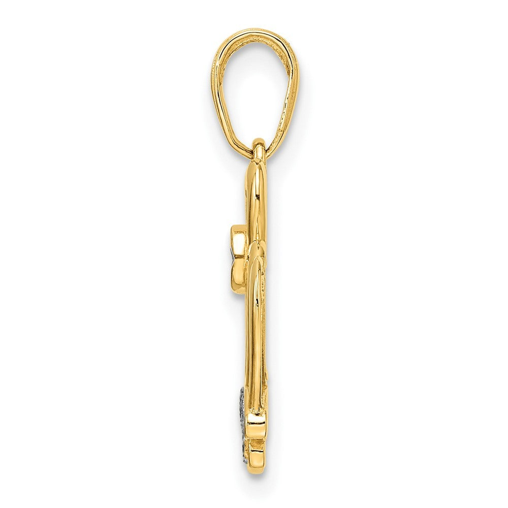 14k Yellow Gold and White Rhodium Diamond-cut Crown Pendant