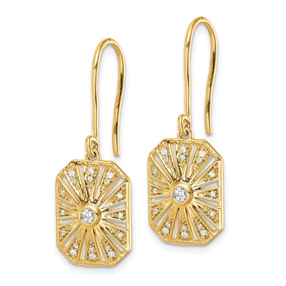 14k Yellow Gold Diamond Vintage Drop & Dangle Earrings