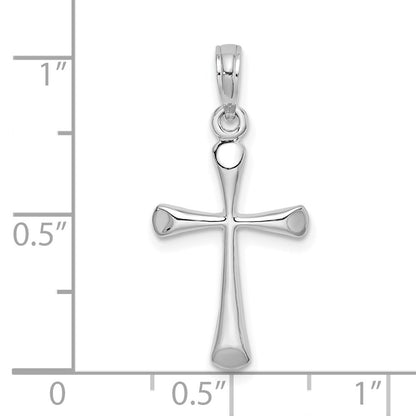 14k White Gold Polished Beveled Tip Cross Charm Pendant
