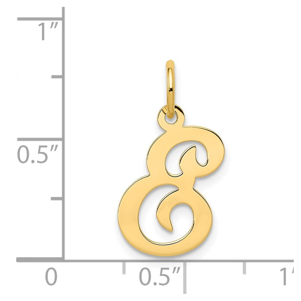 14k Yellow Gold Script Letter E Initial Charm Pendant for Women