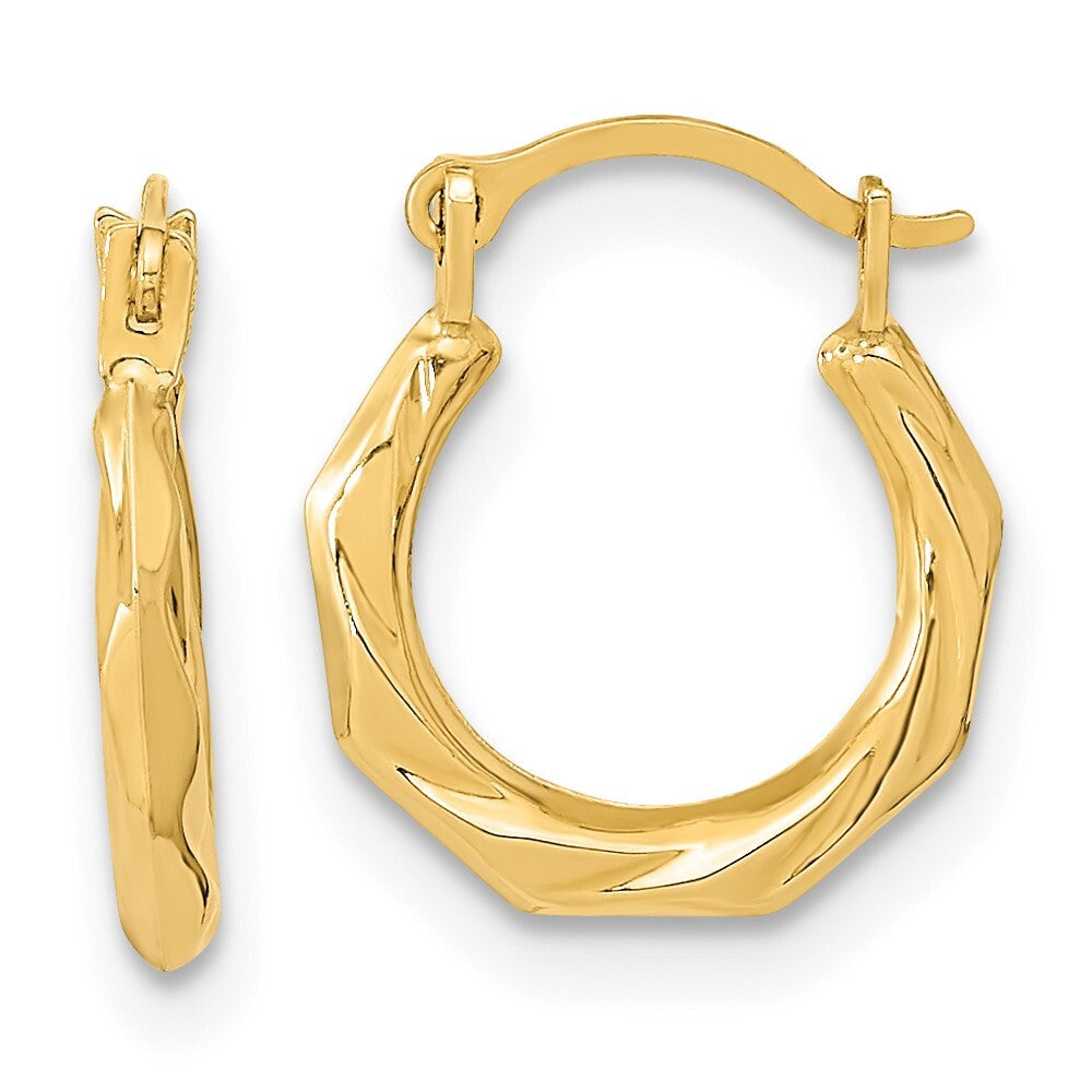 14k Yellow Gold Polished Twist Hoop Earrings Gift for Women