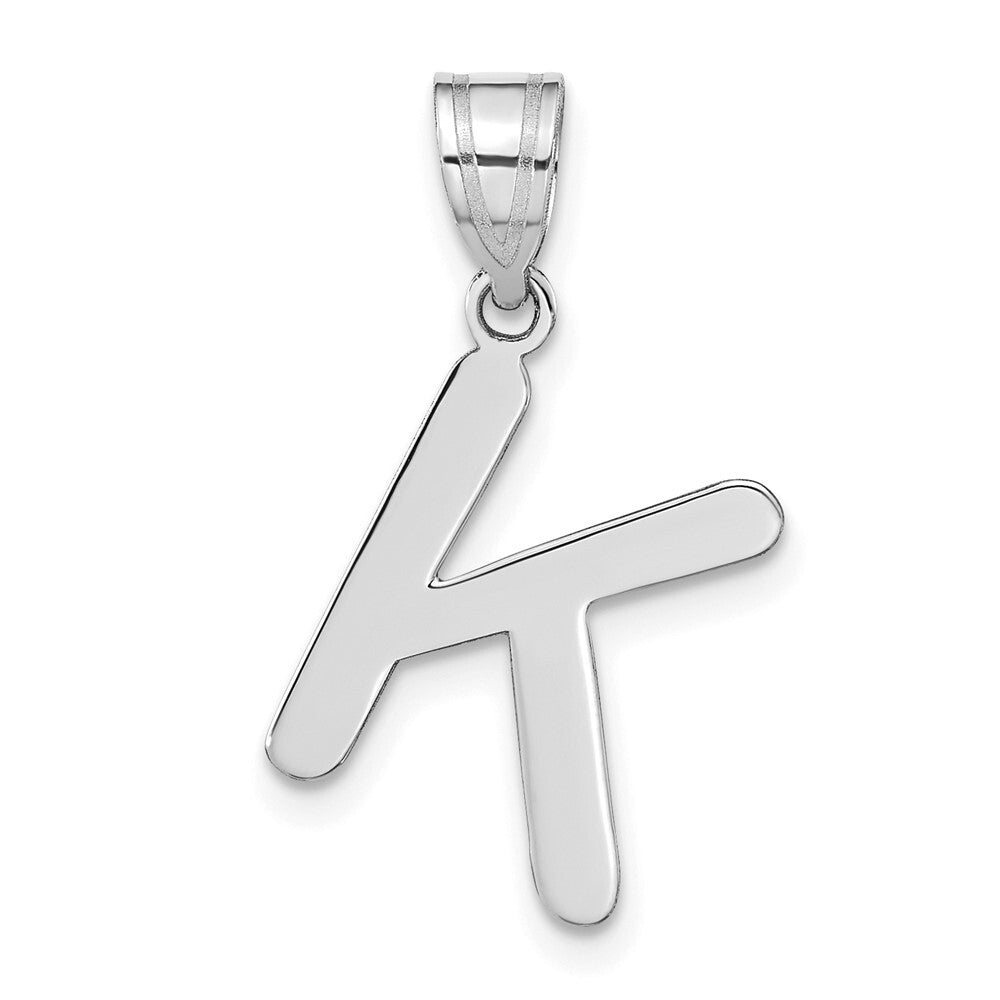 14k White Gold Polished Bubble Letter K Initial Pendant for Women