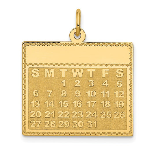 14k Yellow Gold Tuesday the First Day Calendar Pendant
