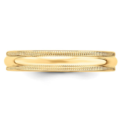 14k Yellow Gold 4mm Lightweight Milgrain Half Round Wedding Band Ring Size 11