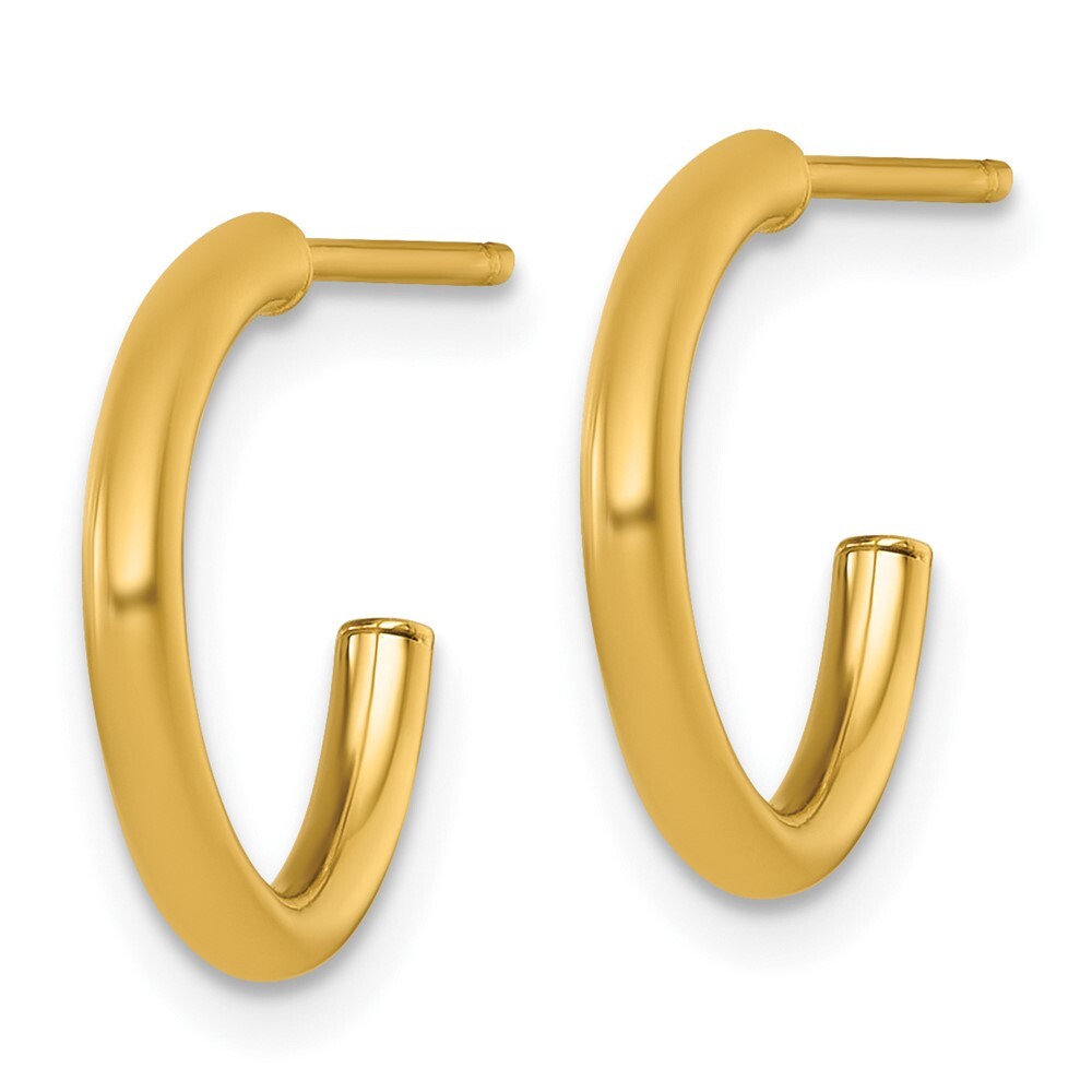 14k Yellow Gold Polished 2.0 x 15mm Tube C-Hoop Earrings Gift for Women