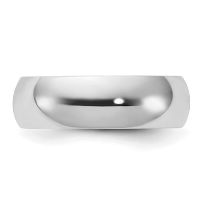 Sterling Silver Rhodium-plated 6mm Half Round Size 13 Band Ring