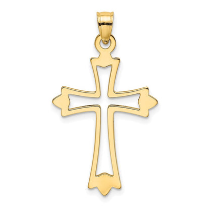 14k Yellow Gold Polished and Cut-Out Cross Charm Pendant for Women