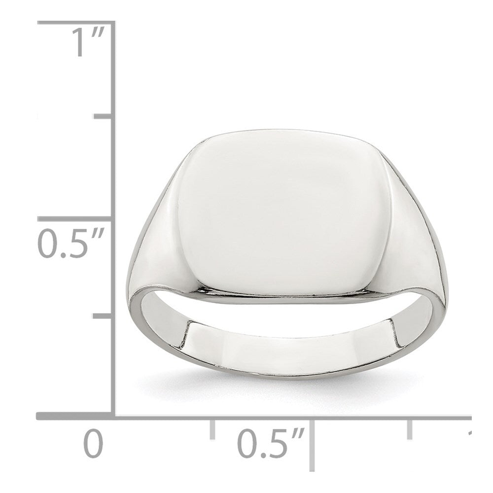 Sterling Silver 11x14mm Solid Back Signet Ring Size 8