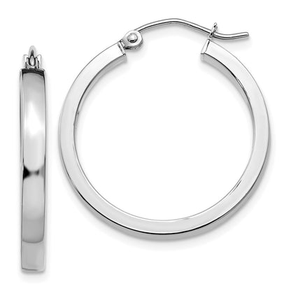 14k White Gold 2x3mm Rectangle Tube Hoop Gift for Women