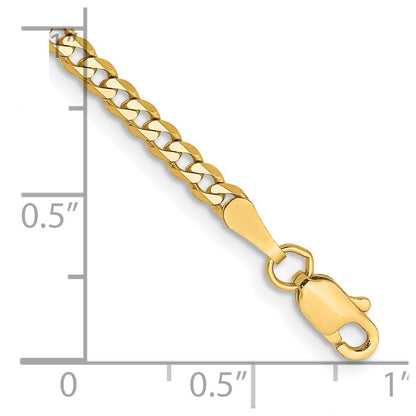 14k Yellow Gold 8 inch 2.3mm Flat Beveled Curb Bracelet