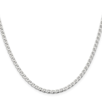 Sterling Silver 3.15mm Diamond-Cut Flat Anchor Curb Chain Necklace