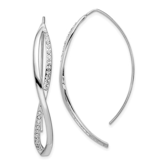 Sterling Silver Rhodium-plated Cubic Zirconia Twisted Threader Earrings