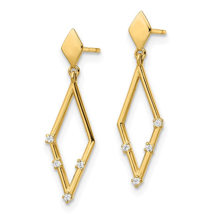 14k Yellow Gold Cubic Zirconia Dangle Earrings Gift for Women