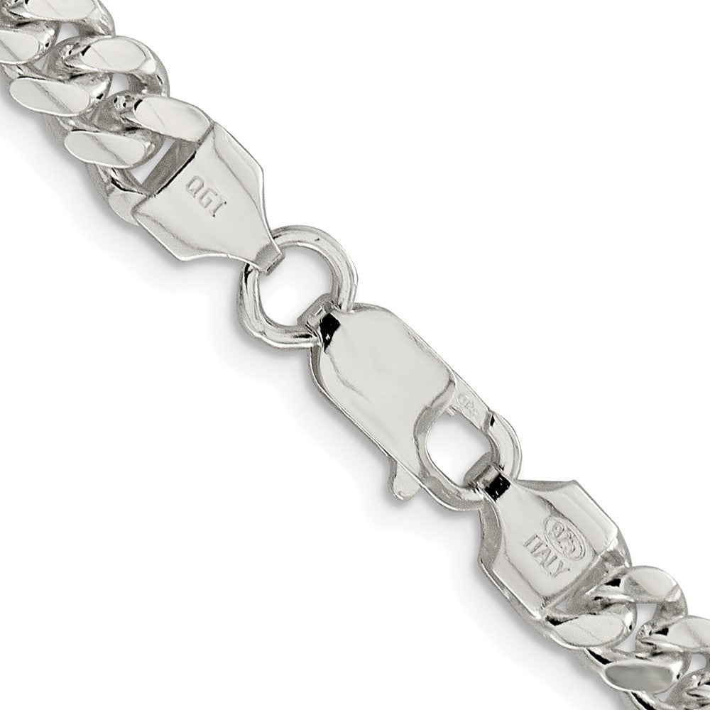 Sterling Silver Rhodium-plated 6.4mm Polished Domed Curb Chain Necklace