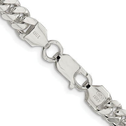 Sterling Silver Rhodium-plated 6.4mm Polished Domed Curb Chain Necklace