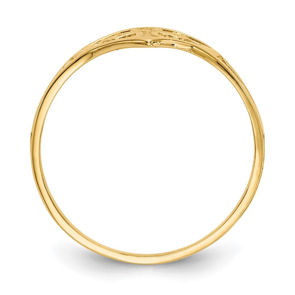 14K Yellow Gold Cross in Heart Ring