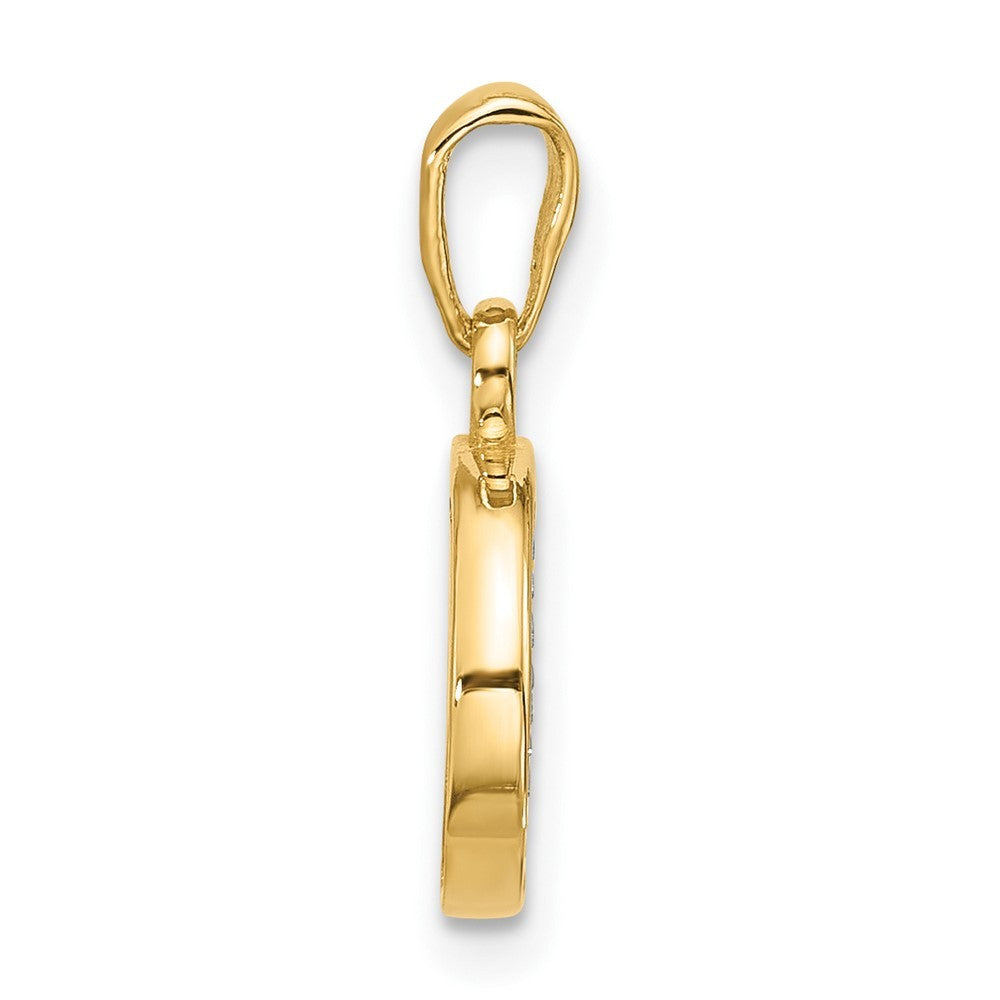 14k Yellow Gold with Rhodium Diamond Letter O Initial Pendant
