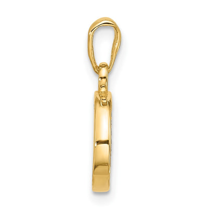 14k Yellow Gold with Rhodium Diamond Letter O Initial Pendant
