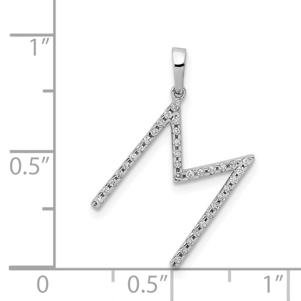 14k White Gold Diamond Letter M Initial Pendant for Women