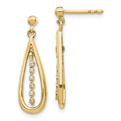 14k Yellow Gold Diamond Teardrop Drop & Dangle Earrings