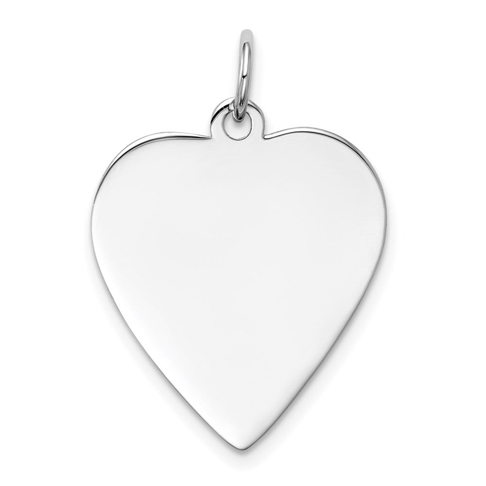 14k White Gold Plain .027 Gauge Engravable Heart Charm