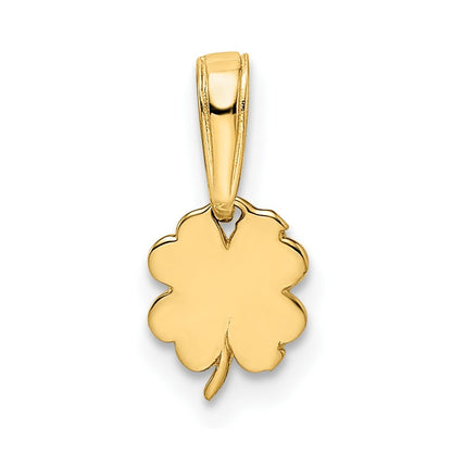 14k Yellow Gold & White Rhodium Diamond-Cut 4 Leaf Clover Pendant