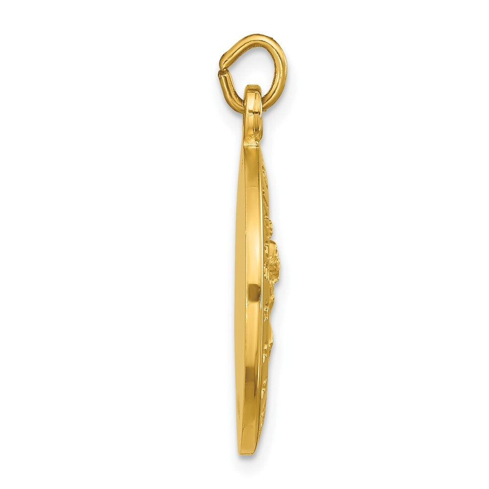 Sterling Silver Gold-plated Polished and Satin Saint Christopher Pendant