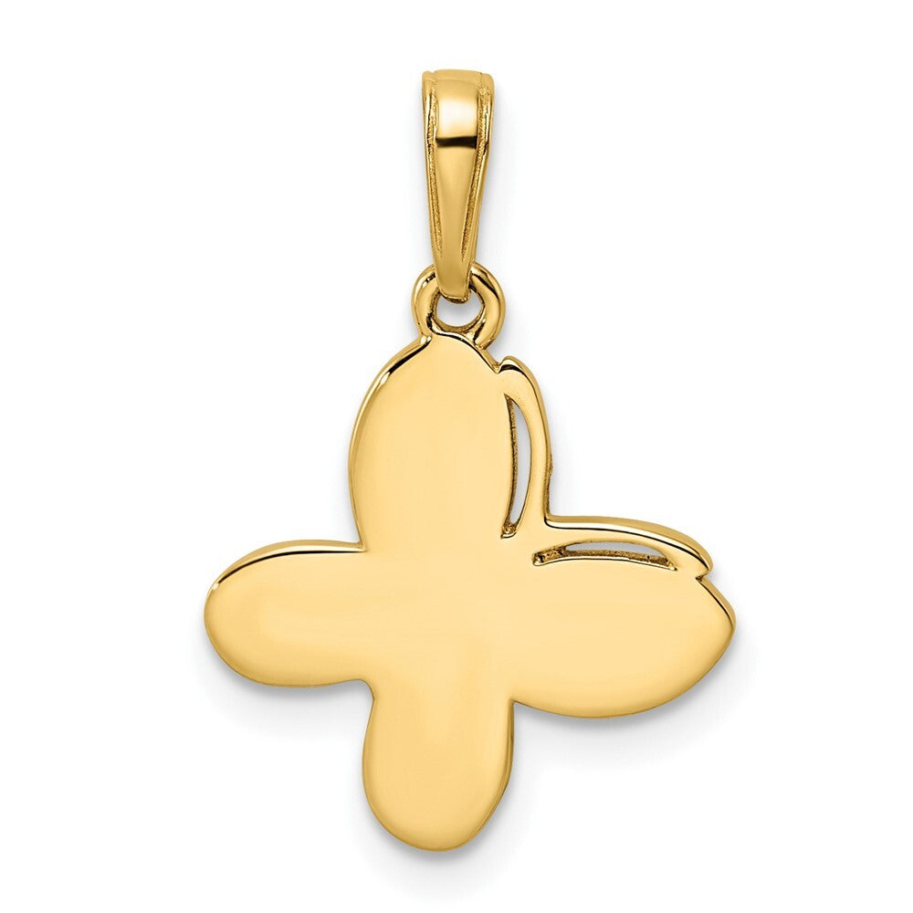 14k Yellow Gold and White Rhodium Diamond-cut Fancy Butterfly Pendant for Women