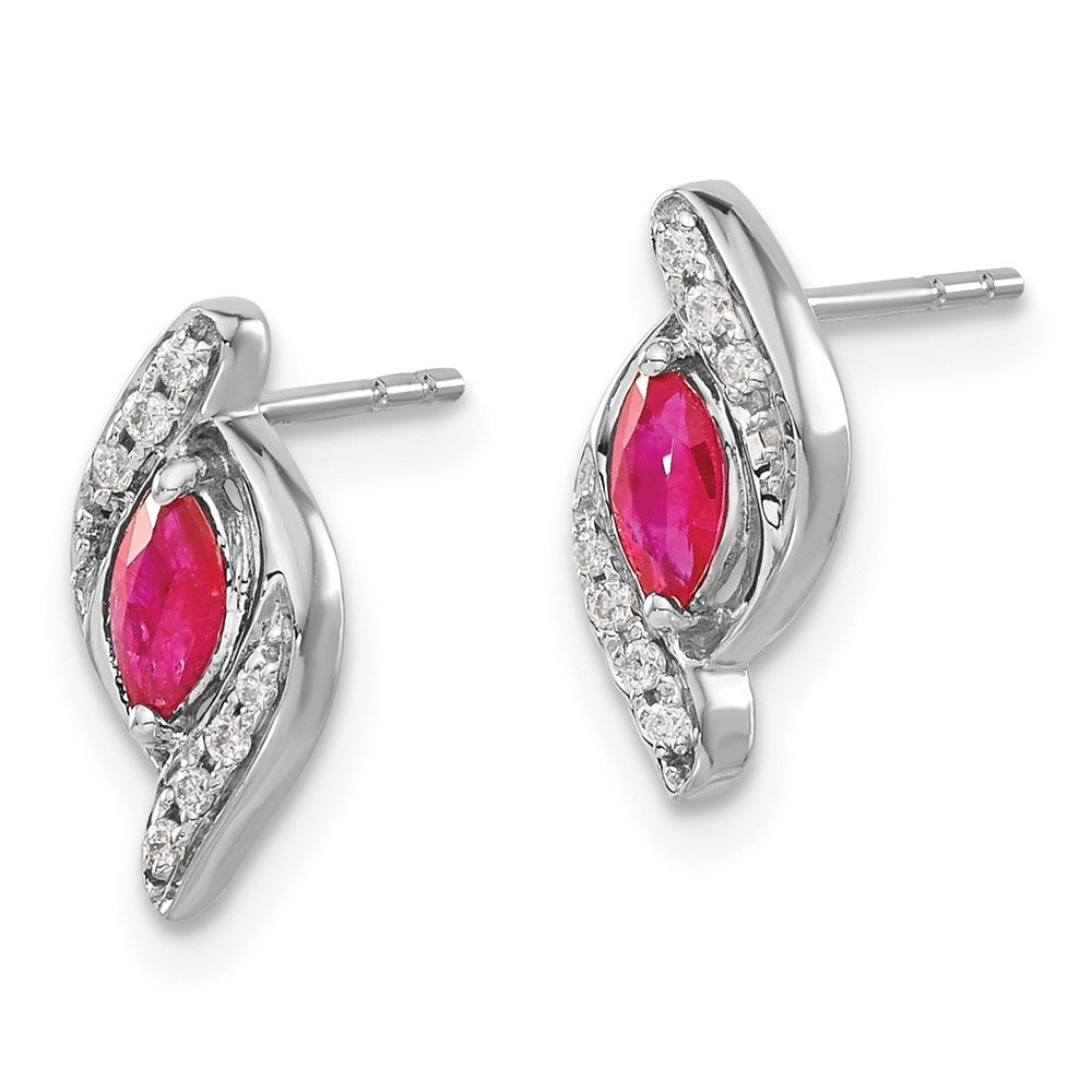 14k White Gold Diamond and Ruby Earrings