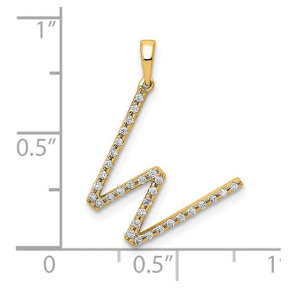 14k Yellow Gold Diamond Letter W Initial Pendant