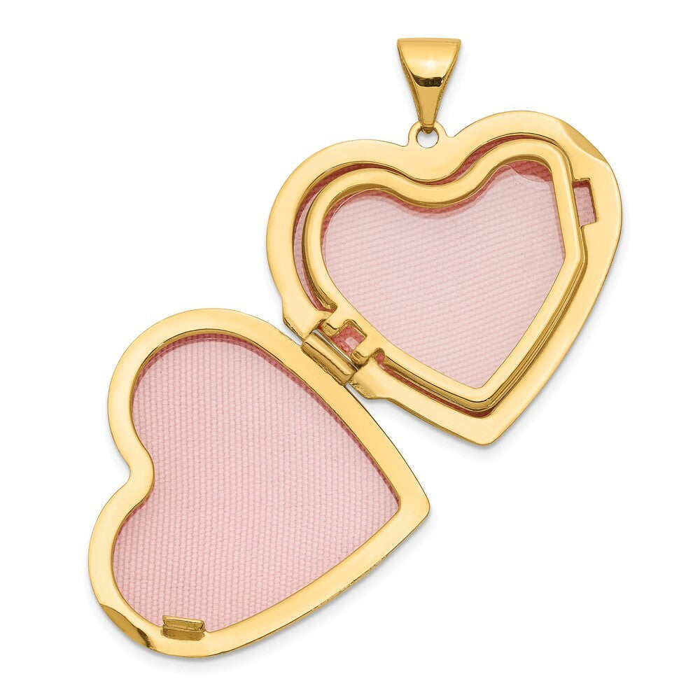 14k Yellow Gold Diamond Floral Family Heart Locket Pendant for Women