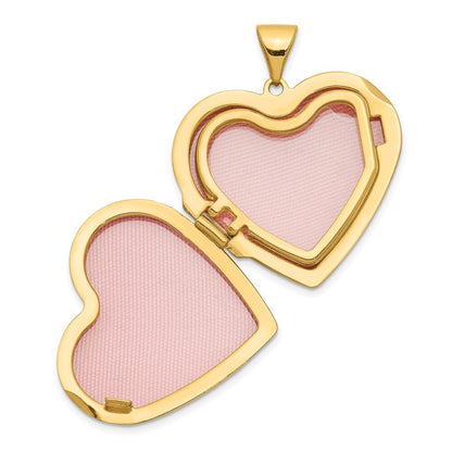 14k Yellow Gold Diamond Floral Family Heart Locket Pendant for Women