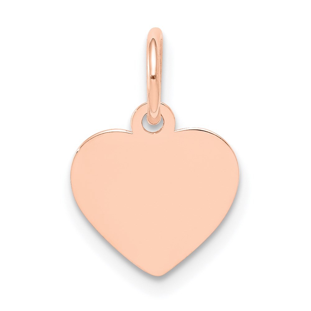 14k Rose Gold Plain .013 Gauge Engraveable Heart Disc Charm