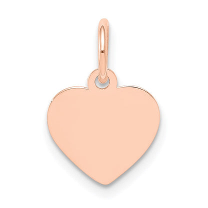 14k Rose Gold Plain .013 Gauge Engraveable Heart Disc Charm