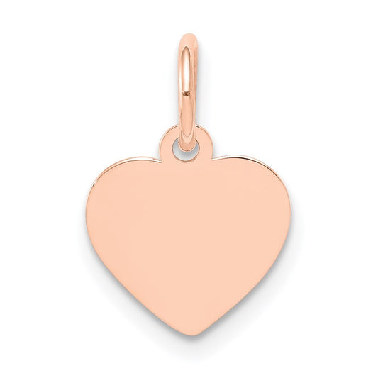 14k Rose Gold Plain .013 Gauge Engraveable Heart Disc Charm