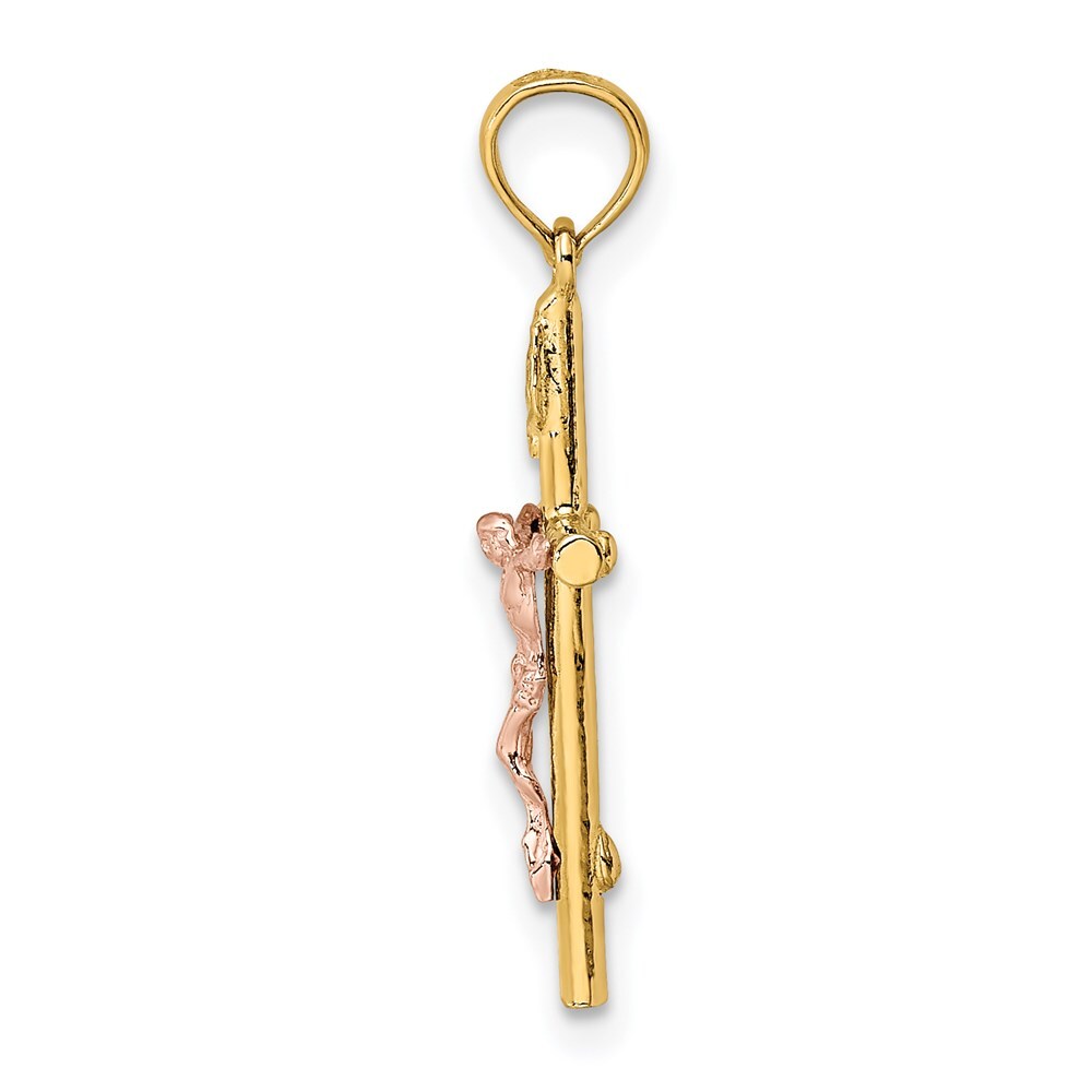 14k Two-tone Gold Cross Crucifix Charm Pendant for Women
