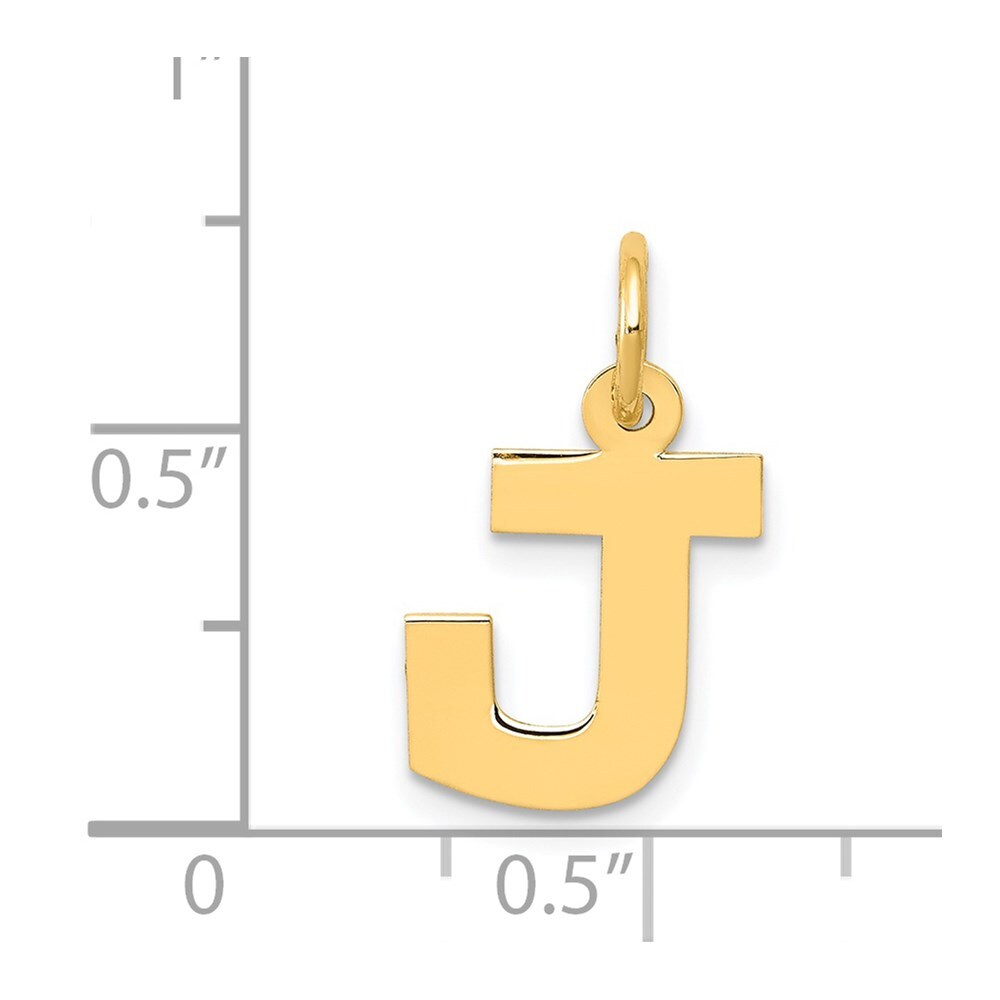14k Yellow Gold Small Block Letter J Initial Charm Pendant for Women