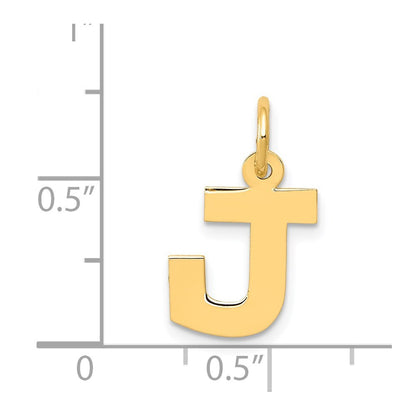 14k Yellow Gold Small Block Letter J Initial Charm Pendant for Women